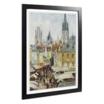 Big Box Art Framed Print of Gustave Loiseau Street in Rouen Design | Wall Art Picture | Home Decor for Kitchen, Living Room, Bedroom, Hallway, Black, A2 / 24.5x18 Inch / 62x45cm