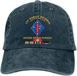 U-S-M-C - 1st Marine Division - Desert Storm Veteran Sandwich Cap Denim Hats Baseball Cap