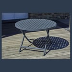 Table de jardin ronde pliante - 4/6 places - Aluminium - Gris Anthracite - MARIUS  