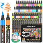 Vozuna 80 Couleurs Marqueurs Feutre Acrylique 40 Stylos à Peinture Acrylique avec Pointe Double Double Couleur pour la Peinture de Roches, Verre, Pierre, Bois