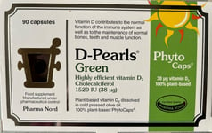 Pharma Nord D3 1520iu D-Pearls Green 90 Vegan Capsules Plant Based