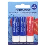 Derma V10 Lip Balm  2 Original + 1 Strawberry