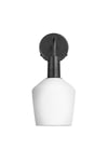 Sleek Opal Glass Schoolhouse Wall Light, 5.5 Inch, White, Pewter Holder