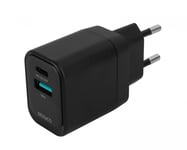 Deltaco USB-C &amp; USB-A Väggladdare - Svart