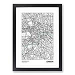 Big Box Art Map London UK Framed Wall Art Picture Print Ready to Hang, Black A2 (62 x 45 cm)