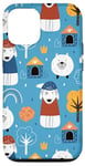 iPhone 13 Pro Cute Fun Playful Dogs Rainbows Pattern in Blue and Orange Case