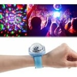 Discolampa, stjärnprojektor, festlampor, barnens discoklocka, mini LED-färgväxlande (blå) armband (blå)