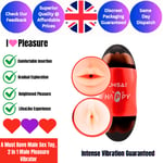 Automatic 2 in 1 Male Masturbator Lifelike Vagina Oral Sex Toy Vibrator for Men