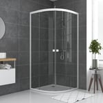 Paroi porte de douche 1/4 cercle blanc 90x90cm de largeur - verre transparent - WHITY ROUND