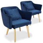 Lot de 2 Fauteuils Scandinave en Tissu "Delante" 67cm Bleu