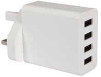 Mercury 421.771UK 4 Multi-Port Fast Quick Charge USB Hub Plug Adaptor Phones