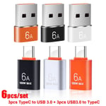 Convertisseur Usb 3.0 Vers Type-C Et Vopec Vers Usb Otg,Adaptateur Pour Samsung,Xiaomi,Pc,Macplepro,Connecteur De Charge - Type 6pcs Set #A