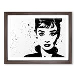 Audrey Hepburn Monochrome Vol.2 H1022 Framed Print for Living Room Bedroom Home Office Décor, Wall Art Picture Ready to Hang, Walnut A2 Frame (64 x 46 cm)