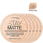 RIMMEL London Stay Matte Pressed Face Powder 14g - 006 Warm Beige *PACK OF 5*