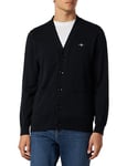 GANT Men's Classic Cotton V-Cardigan Sweater, Black, M