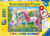 Ravensburger Kinder Puzzle - 13698 Magic Unicorns - Yksisarvinen palapeli lapsille 6 vuodesta, 100 osaa XXL -muodossa, mukaan lukien maalikirja