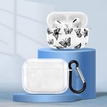 [2 pièces] Coques pour Apple AirPods Pro Silicone Transparent Motifs Papillon Mignons Case avec Porte-clés,Étui Housse Compatible Charge sans Fil Protection Boîtier Filles Femmes