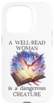 Coque pour iPhone 15 Pro A Well Read Woman is a Dangerous Creature Womens Floral Book