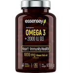 ESSENSEY Omega-3 + 2000 IU D3 90 Caps Heart & Bone Health Supplement