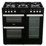 Belling COOKCENTRE 444444071  90DFT BLK - Black 5 Zone Dual Fuel Cooker - A energy