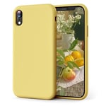 OIIAEE Coque iPhone XR, Coque en Liquide Silicone Conçue pour iPhone XR, Étui de Protection Antichoc Ultra Mince avec Doublure Douce en Microfibre Anti-Rayures, 6.1 Pouces,Jaune