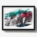 Arty Pie Framed Print Black A2 (24.5x18 Inch) Ben Turpin and Charlie Chaplin V2, Wood, Multi-Colour, 60 x 42 x 2 cm