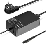 Chargeur pour ordinateur portable Surface Pro, chargeur Microsoft Surface Pro 65 W pour Surface Pro 9/8/X/7/6/5/4/3, Surface Laptop 1/2/3 Surface Go 1/2 Surface Book 1/2