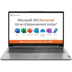 Lenovo IdeaPad 1 15IGL7 82V7 - Intel Celeron - N4120 / jusqu'à 2.6 GHz - Win 11 Home in S mode - UHD Graphics 600 - 4 Go RAM - 128 Go eMMC - 15.6" TN 1920 x 1080 (Full HD) - Wi-Fi 5 - gris nuage - clavier : Français - avec 3 mois de Lenovo Premium Care