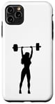 Coque pour iPhone 11 Pro Max Silhouette Femme Overhead Pressing a Barbell