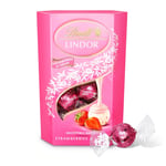 Lindt Lindor Strawberries & Cream Chocolate Truffles Box - Approx 16 balls 20...