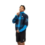 NEW BALANCE MEN'S PRINTED FAST FLIGHT WINDBREAKER JACKET NAVY BLUE GYM TRAINING