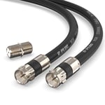 10m Kit Cable Coaxial TV RG6 avec Connecteurs - Antenne TV Numérique,Cable Internet Haut Débit,Câble Rallonge - Double Joint Torique en Caoutchouc Étanche et Connecteurs à Compression Noir(Q252)