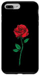 Coque pour iPhone 7 Plus/8 Plus Rose rouge simple poche fleur romantique amour poche