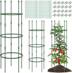 Lot de 2 Treillis de Jardin Support pour Plantes Grimpantes Cages à Tomates Hauteur Réglable Vert D50x154CM