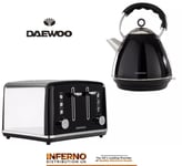 DAEWOO Kensington Stainless Steel Pyramid Kettle And 4 Slice Toaster Set Black