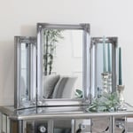 Ornate Vintage Silver Triple Dressing Table Mirror 55cm X 74cm