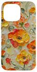 Coque pour iPhone 14 Pro Max vintage Orange Automne Floral Jardin Peinture Artsy