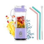 Vaeqozva Portable Blender-Mini Blender Smoothie Maker Small Blender for Shakes and Smoothies,Mini Juicer Blender USB Rechargeable for Travel Sports Camping,4000 mAh Battery,380ML,Purple