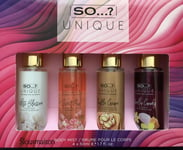 So...? Ladies Body Mist Gift Set 4 x 50ml Truffle White Blossom Vanilla Candy