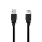 NEDIS Câble USB | USB 3.2 Gen 1 | Fiche USB-A | Connecteur USB-A femelle | 5 Gbps | Nickelé | 1.00 m | Rond | PVC | Bleu | Sac en plastique