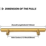 Sats med 10 Guld Köksmöbelhandtag, Mässing Skåpshandtag, Borstad Mässing Rostfritt Stål Mässing Lådhandtag Centrum Avstånd 96mm