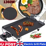 1360W Non Stick Electric Griddle Plate Kitchen Cooking Food Grill Pan In/Outdoor