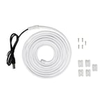 Ruban LED - Longueur: 2m - Couleur: Blanc chaud - Prise USB - Type d'éclairage: Mur/Plafond/TV… - Vendu avec des clips de fixation - Ruban siliconé - Longueur câble USB: 485mm - Largeur bande: 12mm