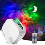 Starry Sky -projektori, 4 in 1 360° kääntyvä Nebula Moon -projektiolamppu RF-kaukosäätimellä ja Bluetooth-kaiuttimella, LED-yövaloprojektori joululahjojen koristeluun [Energialuokka A+]