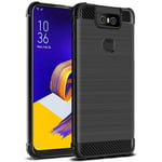 Asus ZenFone 6 (ZS630KL) IMAK Skal Borstad Kolfiber - Svart