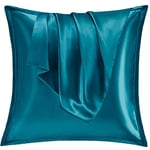 Vielit Taie Oreiller Satin 65x65 Lot de 2,pour Cheveux,Similaire Aux Taie d Oreiller en Soie,Housse de Coussin 65x65,Taies d'oreillers certifié Oeko-Tex Pétrole