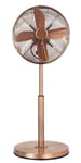 Portable 16 Inch Copper Oscillating Pedestal Fan with Adjustable Tilt Angle and Height, 4 Metal Blades, 3 Speed Settings, Carry Handle, Copper Fan Bronze Fan