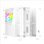 Noua Vision Z111 Blanc, boîtier PC Gaming ATX, Ventilateur LED ARGB adressable, Structure Double caméra, Verre trempé Avant et latéral