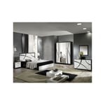 Chambre complète 160200 Blanc/Noir - cross - Lit : l 165 x l 206 x h 106 cm