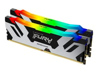 Kingston FURY Renegade RGB - DDR5 - kit - 32 Go: 2 x 16 Go - DIMM 288 broches - 7600 MHz / PC5-60800 - CL38 - 1.45 V - mémoire sans tampon - on-die ECC - noir et argent